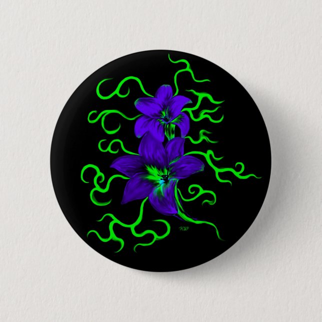 Chapa Redonda De 5 Cm lila Lilie Blume (Anverso)