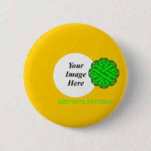 Chapa Redonda De 5 Cm Lime Green Flower Ribbon Tmpl por Kenneth Yoncich