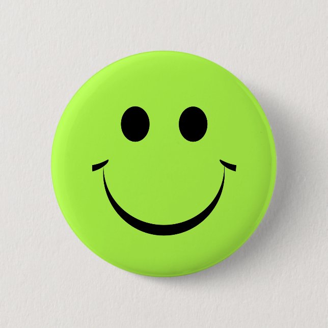 Chapa Redonda De 5 Cm Lime Green Happy Face (Anverso)