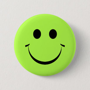 Chapa Redonda De 5 Cm Lime Green Happy Face