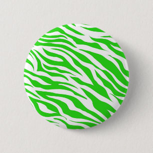 Chapa Redonda De 5 Cm Lime Green White Zebra Stripes Animales salvajes
