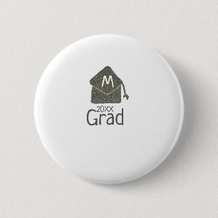 Chapa Redonda De 5 Cm Límite de graduación plateado purpurina añadir nom