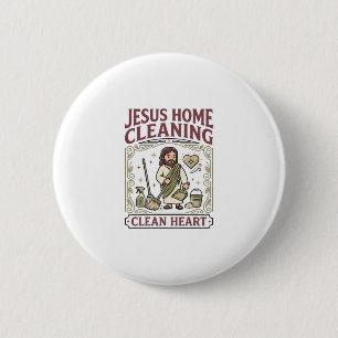 Chapa Redonda De 5 Cm Limpieza del Hogar de Jesús Limpia el Corazón Limp