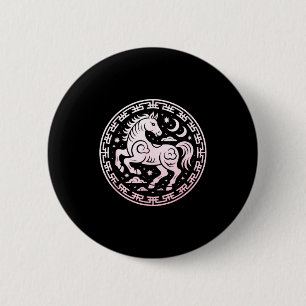 Chapa Redonda De 5 Cm Lindo 2026 Año del Caballo Lunar Chica Zodiaco Dra