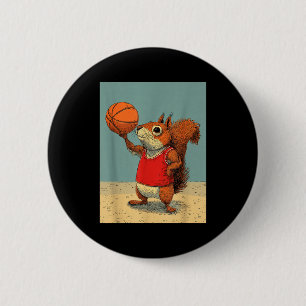Chapa Redonda De 5 Cm Lindo animal de ardilla divertido baloncesto caric