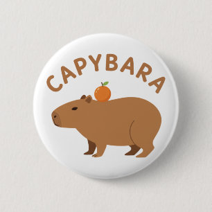 Chapa Redonda De 5 Cm Lindo carpincho con naranja en la cabeza meme mini