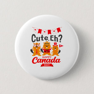Chapa Redonda De 5 Cm Lindo Eh Feliz Día de Canadá Bandera Groundhogs Pa