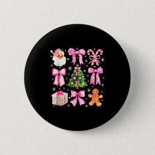 Chapa Redonda De 5 Cm Lindo lazo Coquette rosa árbol de Navidad Santa pa