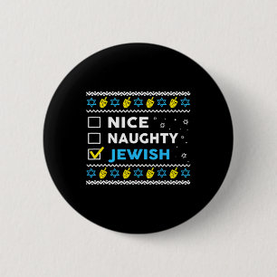 Chapa Redonda De 5 Cm Lindo Naughty Judío Ugly Hanukkah Sweater Chanukah