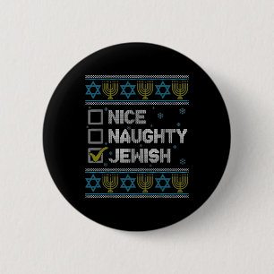 Chapa Redonda De 5 Cm Lindo Naughty Judío Ugly Hanukkah Sweater Chanukah