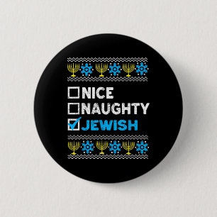 Chapa Redonda De 5 Cm Lindo Naughty Judío Ugly Hanukkah Sweater Chanukah