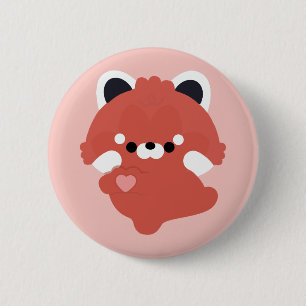 Chapa Redonda De 5 Cm Lindo Panda Rojo de Amor