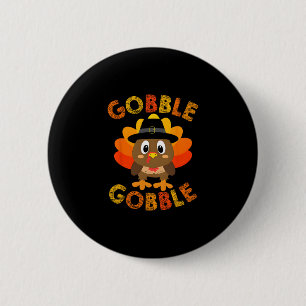 Chapa Redonda De 5 Cm Lindo Pavo Gobble Gobble Peregrino Niños Que