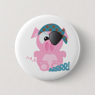 Chapa Redonda De 5 Cm Lindo pirata cerdito Goofkins