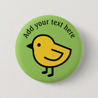 Chapa Redonda De 5 Cm Lindo pollito amarillo bebé, verde, personalizado