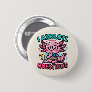 Chapa Redonda De 5 Cm Lindo Preguntas de Ajolote nerd azteca con gafas