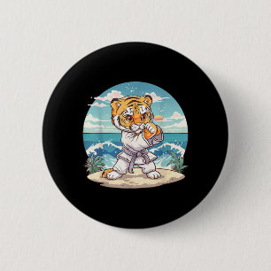 Chapa Redonda De 5 Cm Lindo Tigre de Karate Kickboxing Taekwondo Jiu-Jit