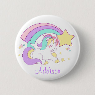 Chapa Redonda De 5 Cm Lindo Unicornio Mágico Arcoíris Personalizado Hech