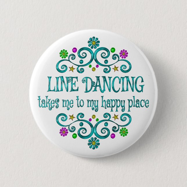 Chapa Redonda De 5 Cm Line Dancing Happy Place (Anverso)