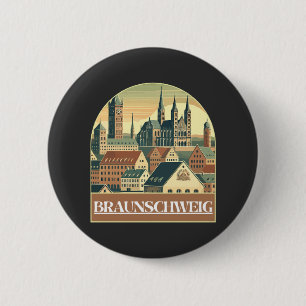 Chapa Redonda De 5 Cm Línea de Skyline Retro Braunschweig