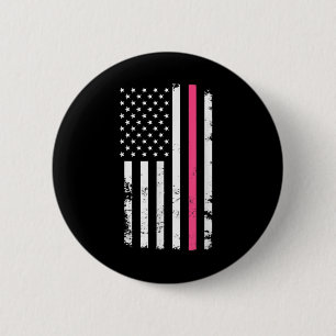 Chapa Redonda De 5 Cm Línea Rosa De La Bandera Estadounidense Para El Cá
