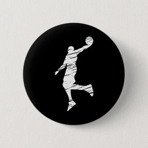 Chapa Redonda De 5 Cm Líneas retro del jugador Bysketbyll