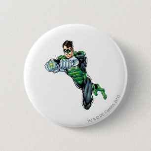 Chapa Redonda De 5 Cm Linterna verde - cómica, ambos brazos adelante