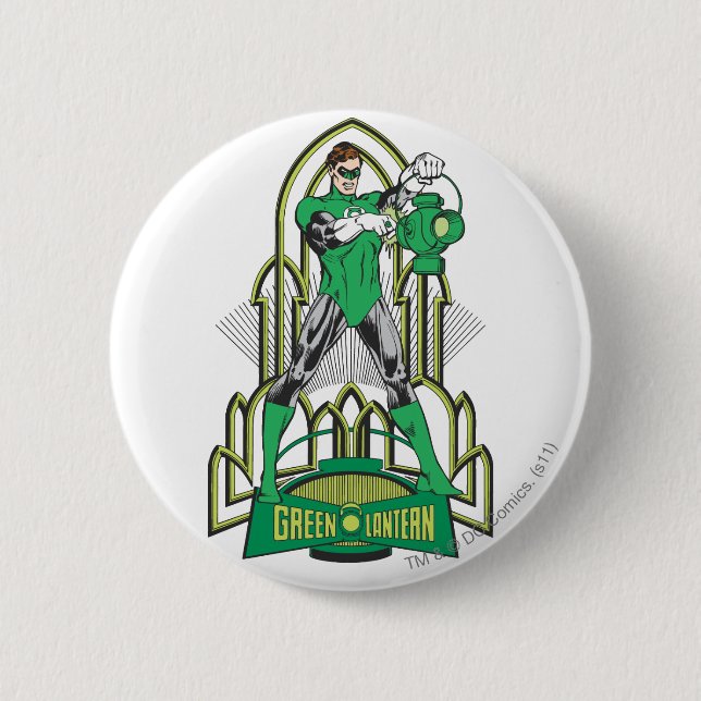 Chapa Redonda De 5 Cm Linterna verde con las letras (Anverso)