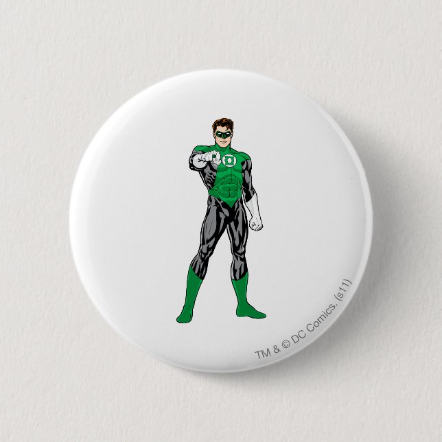 Chapa Redonda De 5 Cm Linterna verde - rendida completamente, (Anverso)