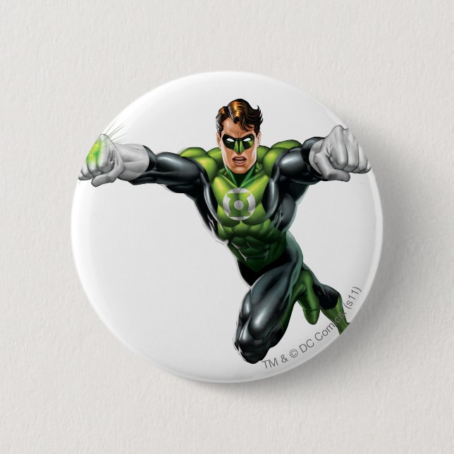 Chapa Redonda De 5 Cm Linterna verde - rendida completamente, mirando (Anverso)