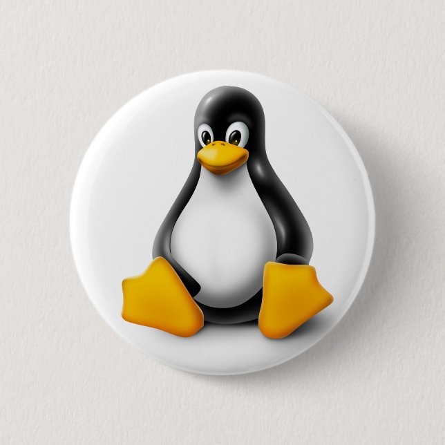 Chapa Redonda De 5 Cm Linux Tux el pingüino (Anverso)