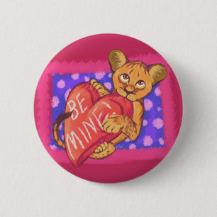 Chapa Redonda De 5 Cm Lion Cub Valentine
