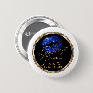 Chapa Redonda De 5 Cm Lipsense - Purpurina azul en blanco y negro