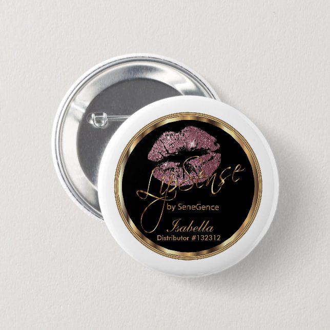 Chapa Redonda De 5 Cm Lipsense - Rosa Rosa Rosa Rosa Purpurina en blanco (Anverso y reverso)