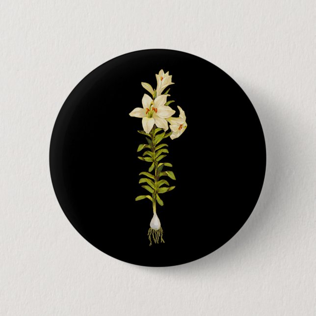 Chapa Redonda De 5 Cm Lirio blanco (Anverso)