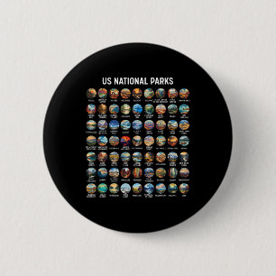 Chapa Redonda De 5 Cm Lista De Verificación De Todos Los Parques Naciona