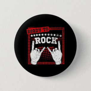 Chapa Redonda De 5 Cm Listo Para Rock Y Los Fanáticos De La Música Roll