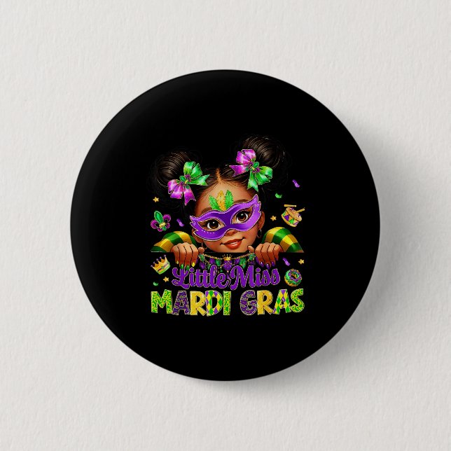 Chapa Redonda De 5 Cm Little Miss Mardi Gras Carnival New Orleans Fleur  (Anverso)