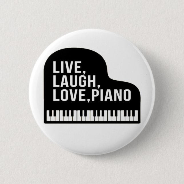 Chapa Redonda De 5 Cm Live Laugh Love Piano Grand Piano Pianist Cita  (Anverso)