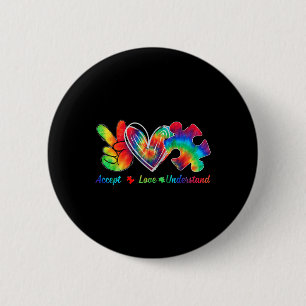 Chapa Redonda De 5 Cm Live Love Accept Autism Awareness Support Aceptabl