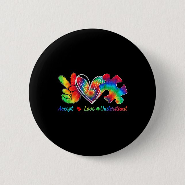Chapa Redonda De 5 Cm Live Love Accept Autism Awareness Support Aceptabl (Anverso)