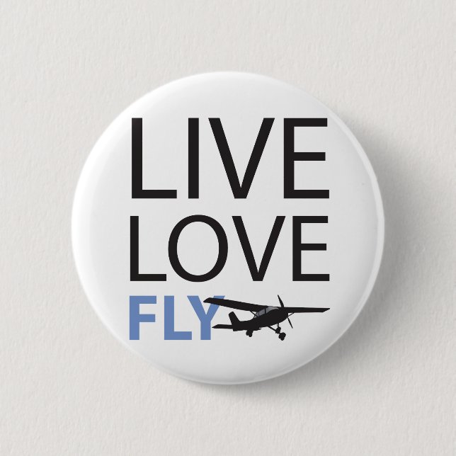 Chapa Redonda De 5 Cm Live Love Fly (Anverso)