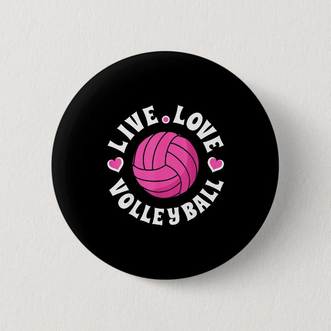 Chapa Redonda De 5 Cm Live Love Volleyball For Women Girls Volleyball Fa (Anverso)