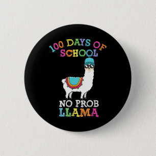 Chapa Redonda De 5 Cm Llama 100 Días De Maestra Escolar