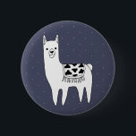 Chapa Redonda De 5 Cm Llama blanca y negra y puntos blancos<br><div class="desc">Gráfica de llama de estilo personalizado adorable en blanco y negro con micro puntos blancos y color de fondo personalizado.</div>
