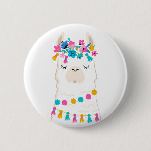 Chapa Redonda De 5 Cm Llama floral linda