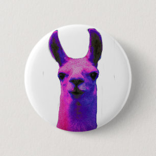 Chapa Redonda De 5 Cm Llama gráfica rosada