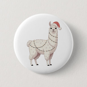 Chapa Redonda De 5 Cm Llama Luces de Navidad Robusta Amante Alpaca