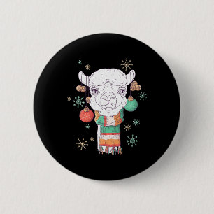 Chapa Redonda De 5 Cm Llama navidades