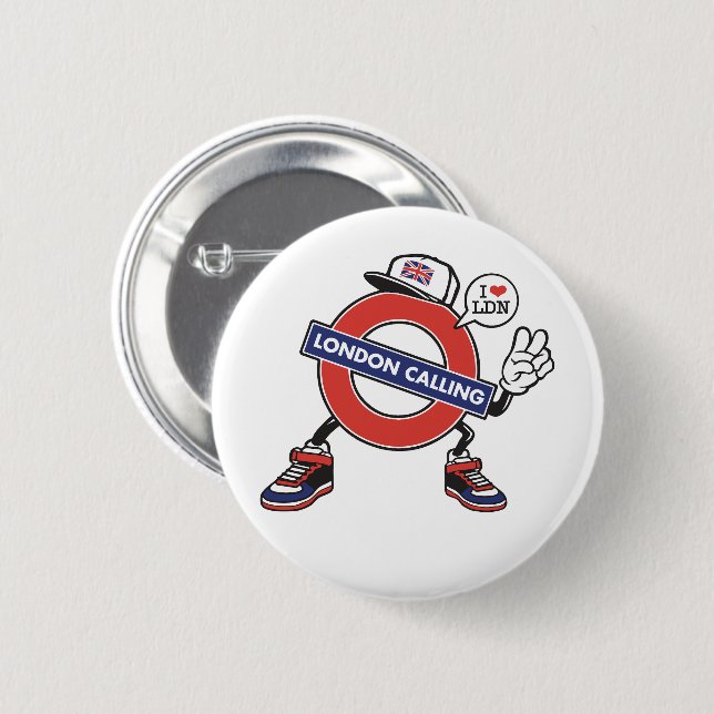 Chapa Redonda De 5 Cm Llamada de Londres (Anverso y reverso)